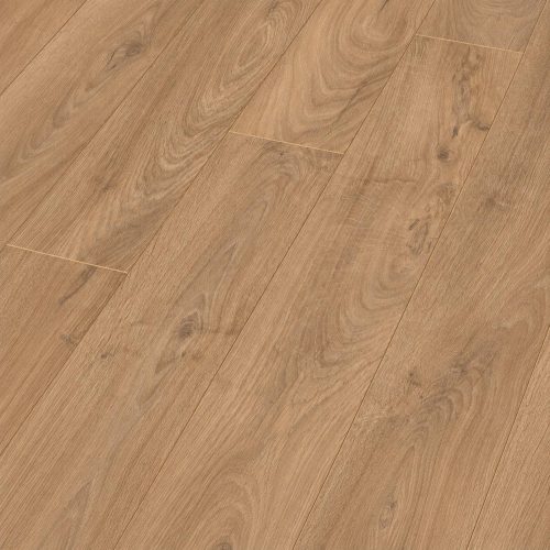 Laminat 5947 Titan Prestige u medeno-karamelnom hrastovom tonu sa prirodnom teksturom drveta, izraženim godovima i diskretnim čvorovima