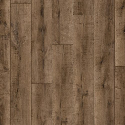 Uzorak kolekcijskog laminata K461 Joyse Oak 12 mm 33/AC6 sa tamnim rustikalnim hrastovim dekorom, moka i orah tonovima, pukotinama, čvorovima i efektom starog drveta