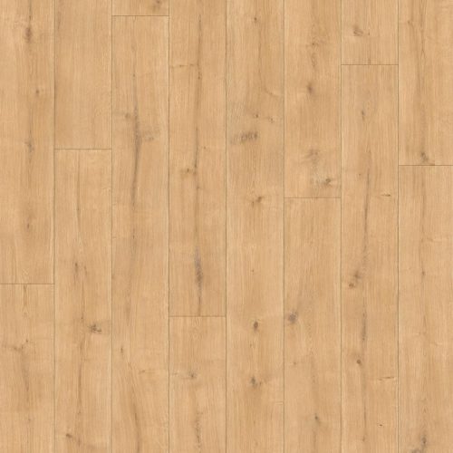 Uzorak akcijskog laminata Eiche Napoli 8+2 mm 33/AC4 sa toplim medeno-bež hrastovim dekorom, prirodnim godovima i diskretnim čvorovima